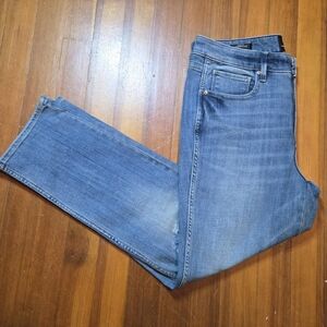 Classic Blue Distressed Straight Leg Jeans